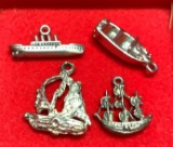 4 Sterling Silver Boat Charms