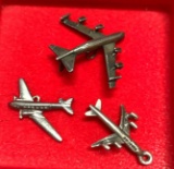 3 Sterling Silver Air Plane Charms