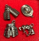 4 Sterling Silver Cowboy Charms