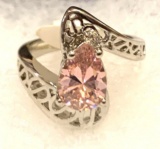 Waterdrop Pink Topaz Ring Size 6