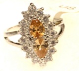 Morganite and White Topaz Ring Size 10