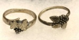 2 Sterling Silver Grape Rings Size 8.5
