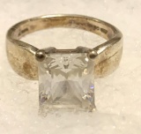 Sterling Silver Large CZ Ring Size 7