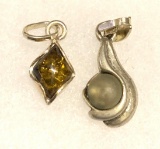 2 Sterling Silver Gemstone Pendants