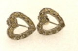 Sterling Silver Heart Screwback Earrings