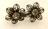 Vintage Sterling Silver Screw back Flower earrings