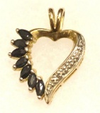 Sterling Silver and Onyx Heart Pendant
