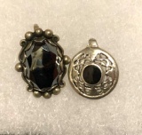 2 Sterling Silver Onyx Pendants
