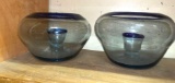 2 Vintage Murano Hand Blown Candle Holders/ Bowls