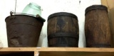3 Vintage Items- Wood Barrel, Pail etc