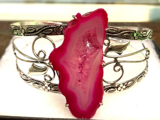 Agate Geode Druzy Bangle Bracelet