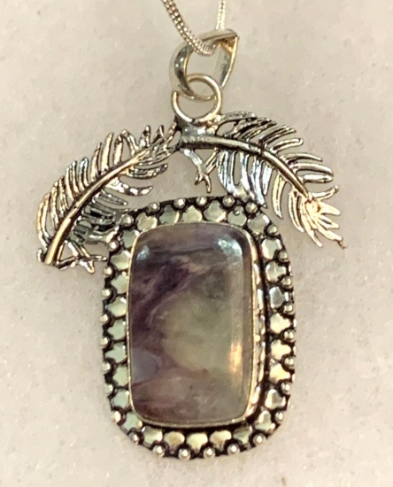 Charoite 2.3" Pendant and Chain