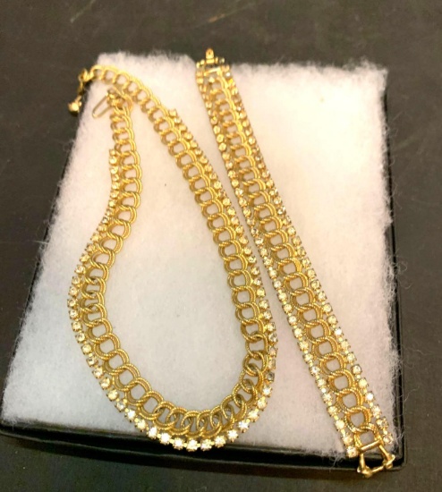 Braided rhinestone Necklace and Bracelet