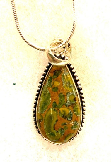 Bamboo Jasper 2.0" Pendant and Chain