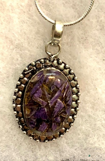 Copper Charoite 2.0" Pendant and Chain