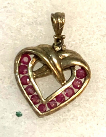 Sterling Silver Ruby Heart Pendant