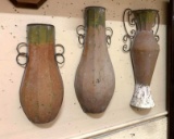 3 Metal Decorative Wall vases
