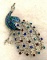 Tibetan Blue Rhinestone Peacock Brooch