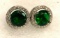 1.2 ct Round Cut Emerald and White Sapphire Earrings