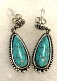 Turquoise Western Style Stud Dangle Earrings