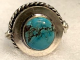 Natural Turquoise Poison Ring Size 7