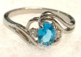 Blue Topaz Oval Cut Ring Size 10