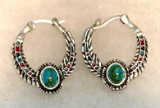 Boho Tibetan Turquoise Dangle Earrings