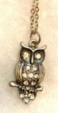 Owl Necklace with Rhinestones