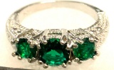 Oval Cut Emerald Topaz Ring Size 8