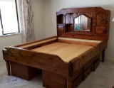 Pine King Size Captains Bed with 9 drawer Dresser with Mirror