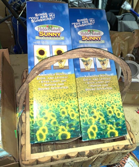 2 Singing Sun Flowers and Basket