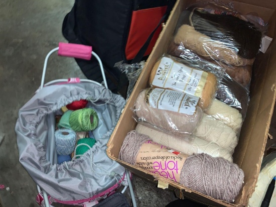 Box of Yarn and Yarn carrying Holder with yarn