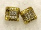 Gold Color Square Cube Zircon Stud Earrings