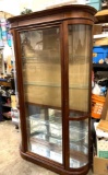 Large Curved Glass Curio Cabinet *** Back Mirror needs to be reattached**