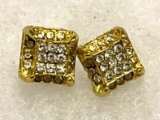 Gold Color Square Cube Zircon Stud Earrings
