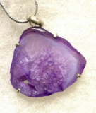 Agate Geode Druzy Pendant and Chain