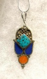 Turquoise Lapis Lazuli Red coral tribal 2.6
