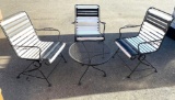 3 Metal Rocking patio Chairs and Side Table