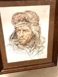Framed Watercolor Picture of Man? Signed and dated 1951 12