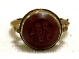 Roman Gold Glit Ring Size 7 Seal Ring Early Christian ERA 200-400 AD Carved Carnelian