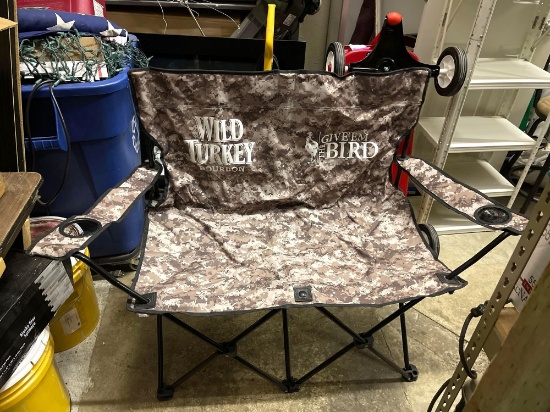 Couples Camping Chair with Whiskey Advertising