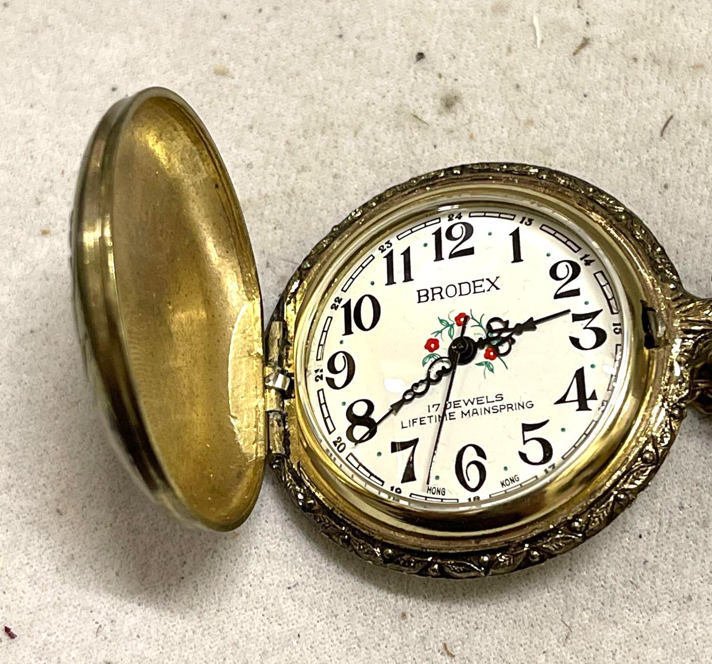 Brodex Pocket Watch and Chain 17 Jewels Proxibid