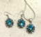 Copper Turquoise Pendant and Chain with Earrings