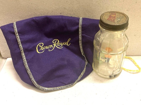 Vintage Frenches Glass Mustard Jar with Marbles