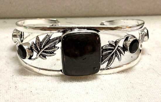 Hypersthene Black Onyx Bangle Bracelet