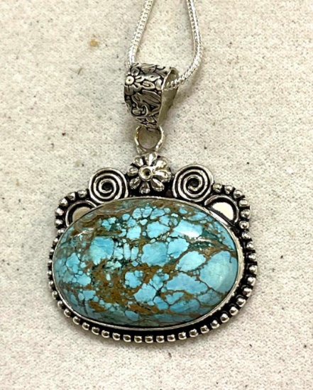 Turquoise 2" Pendant and chain