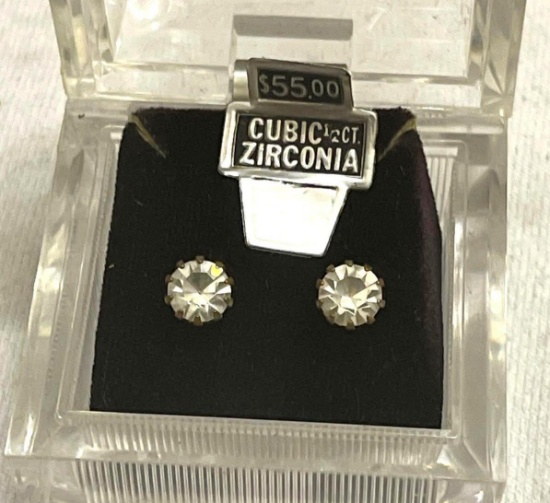1/2 Carat Cubic Zirconia Stud earrings with Case