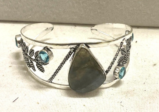 Turquoise and Blue Topaz Bangle Bracelet