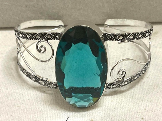 Deep Green Peridot Bangle Bracelet