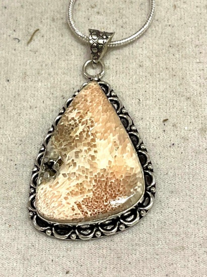Scolecite 2.5" Pendant and Chain